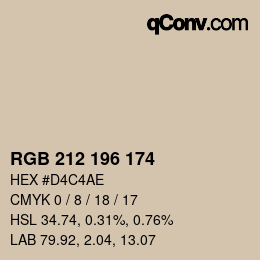 Color code: RGB 212 196 174 | qconv.com