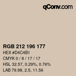 カラーコード: RGB 212 196 177 | qconv.com