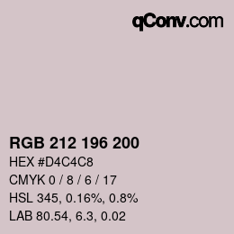 颜色代码: RGB 212 196 200 | qconv.com
