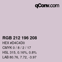 カラーコード: RGB 212 196 208 | qconv.com