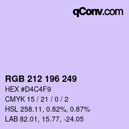 Color code: RGB 212 196 249 | qconv.com