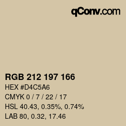 Color code: RGB 212 197 166 | qconv.com
