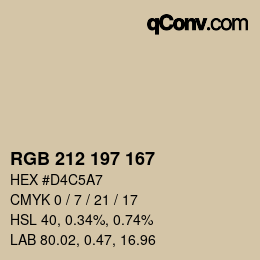 Color code: RGB 212 197 167 | qconv.com