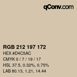 カラーコード: RGB 212 197 172 | qconv.com