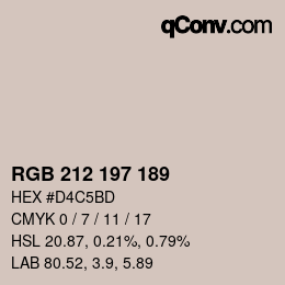 カラーコード: RGB 212 197 189 | qconv.com