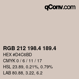 カラーコード: RGB 212 198.4 189.4 | qconv.com