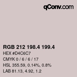 カラーコード: RGB 212 198.4 199.4 | qconv.com