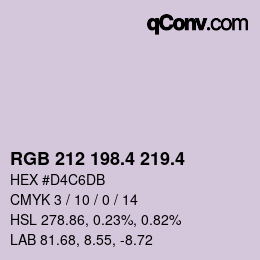 カラーコード: RGB 212 198.4 219.4 | qconv.com