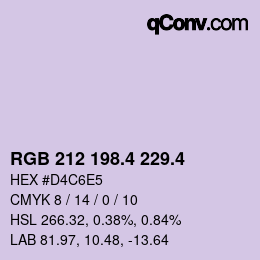 カラーコード: RGB 212 198.4 229.4 | qconv.com