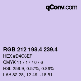 カラーコード: RGB 212 198.4 239.4 | qconv.com