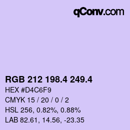 カラーコード: RGB 212 198.4 249.4 | qconv.com