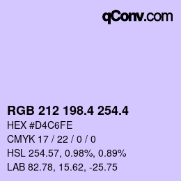 カラーコード: RGB 212 198.4 254.4 | qconv.com