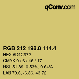 カラーコード: RGB 212 198.8 114.4 | qconv.com