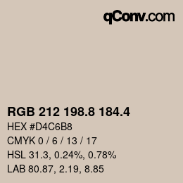 カラーコード: RGB 212 198.8 184.4 | qconv.com
