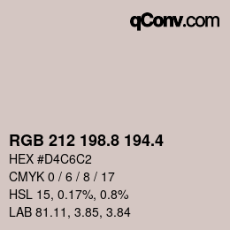 カラーコード: RGB 212 198.8 194.4 | qconv.com