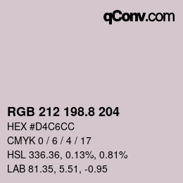 カラーコード: RGB 212 198.8 204 | qconv.com