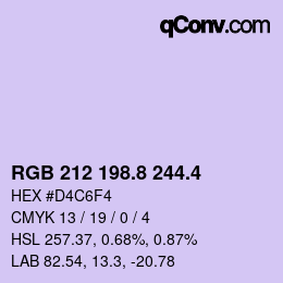 カラーコード: RGB 212 198.8 244.4 | qconv.com