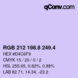 カラーコード: RGB 212 198.8 249.4 | qconv.com