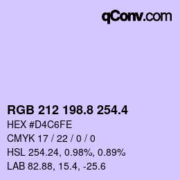 カラーコード: RGB 212 198.8 254.4 | qconv.com