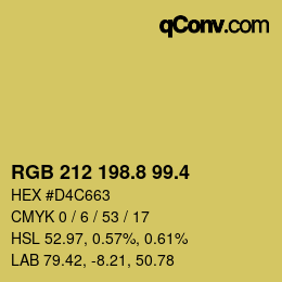 カラーコード: RGB 212 198.8 99.4 | qconv.com