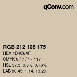 Color code: RGB 212 198 175 | qconv.com