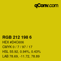 Color code: RGB 212 198 6 | qconv.com