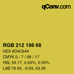 カラーコード: RGB 212 198 68 | qconv.com