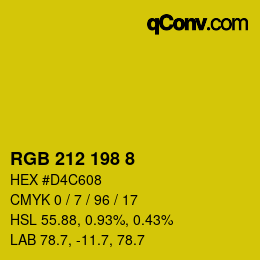 颜色代码: RGB 212 198 8 | qconv.com