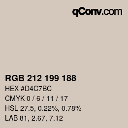 カラーコード: RGB 212 199 188 | qconv.com