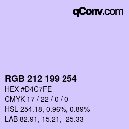 Color code: RGB 212 199 254 | qconv.com