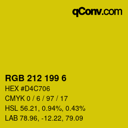 Color code: RGB 212 199 6 | qconv.com