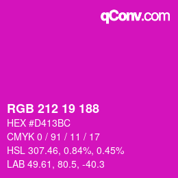 Color code: RGB 212 19 188 | qconv.com