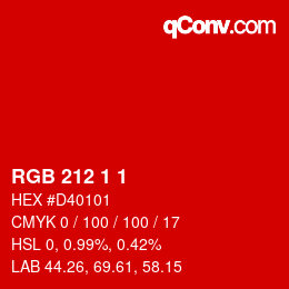 Farbcode: RGB 212 1 1 | qconv.com