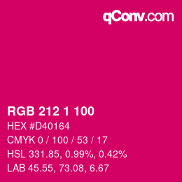 Color code: RGB 212 1 100 | qconv.com