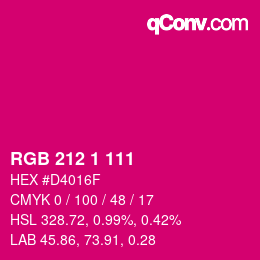 Color code: RGB 212 1 111 | qconv.com