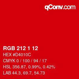 Color code: RGB 212 1 12 | qconv.com