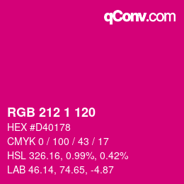 Color code: RGB 212 1 120 | qconv.com