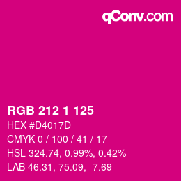 Color code: RGB 212 1 125 | qconv.com
