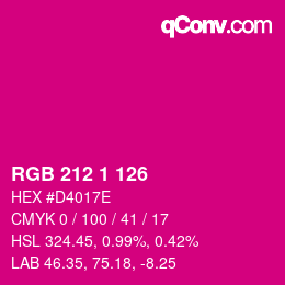 Color code: RGB 212 1 126 | qconv.com