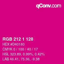 カラーコード: RGB 212 1 128 | qconv.com
