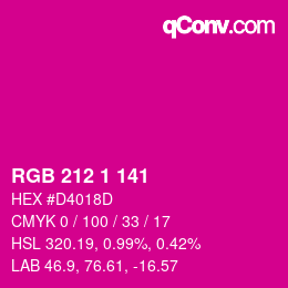 Color code: RGB 212 1 141 | qconv.com