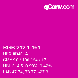 Farbcode: RGB 212 1 161 | qconv.com