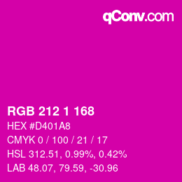 Color code: RGB 212 1 168 | qconv.com