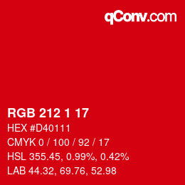 カラーコード: RGB 212 1 17 | qconv.com