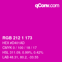Color code: RGB 212 1 173 | qconv.com