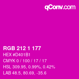 カラーコード: RGB 212 1 177 | qconv.com