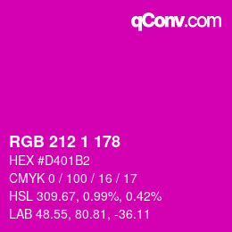 カラーコード: RGB 212 1 178 | qconv.com