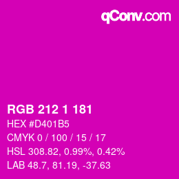 Color code: RGB 212 1 181 | qconv.com