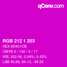 Color code: RGB 212 1 203 | qconv.com