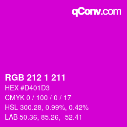 Color code: RGB 212 1 211 | qconv.com
